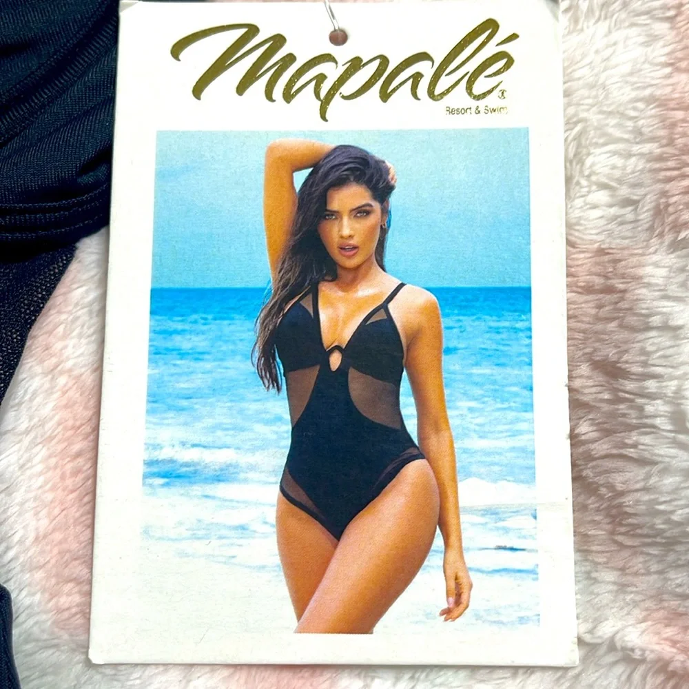 NWT Mapale black one piece swimsuit L/XL - Picture 2 of 10